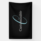 Editable Curry Script Monogram Black White Banner (Vertikal)