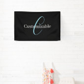 Editable Curry Script Monogram Black White Banner (InSitu)