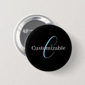 Editable Curry Script Monogram Black White Button (Vorne & Hinten)