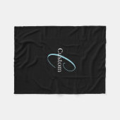 Editable Curry Script Monogram Black White Fleecedecke (Vorderseite (Horizontal))