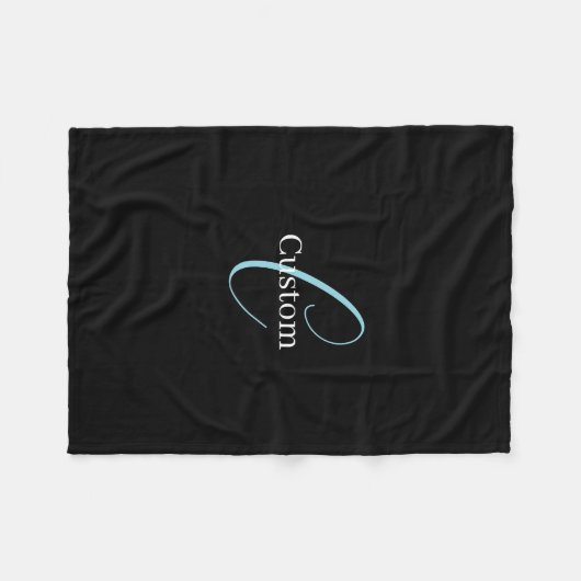 Editable Curry Script Monogram Black White Fleecedecke (Vorderseite (Horizontal))
