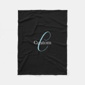 Editable Curry Script Monogram Black White Fleecedecke (Vorderseite)