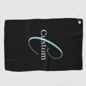 Editable Curry Script Monogram Black White Golfhandtuch (Horizontal)