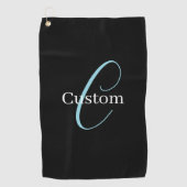 Editable Curry Script Monogram Black White Golfhandtuch (Vorderseite)
