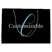 Editable Curry Script Monogram Black White Große Geschenktüte (Rückseite)