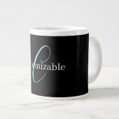 Editable Curry Script Monogram Black White Jumbo-Tasse (Vorderseite Rechts)