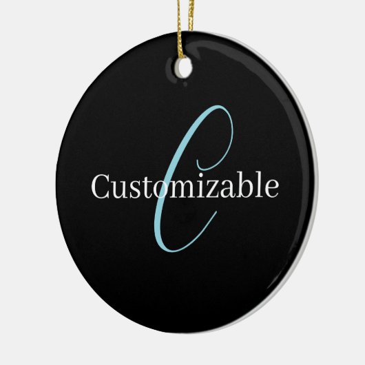Editable Curry Script Monogram Black White Keramik Ornament (Links)