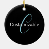 Editable Curry Script Monogram Black White Keramik Ornament (Hinten)