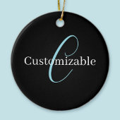 Editable Curry Script Monogram Black White Keramik Ornament