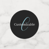 Editable Curry Script Monogram Black White Konfetti (Klein Vorderseite)