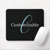 Editable Curry Script Monogram Black White Mousepad (Mit Mouse)