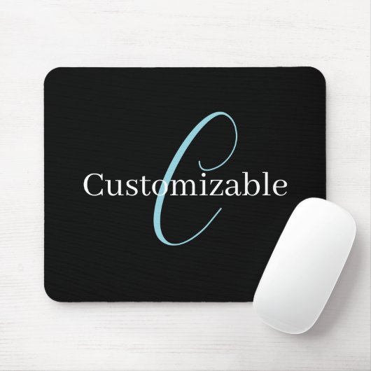 Editable Curry Script Monogram Black White Mousepad (Mit Mouse)