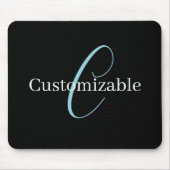 Editable Curry Script Monogram Black White Mousepad (Vorne)