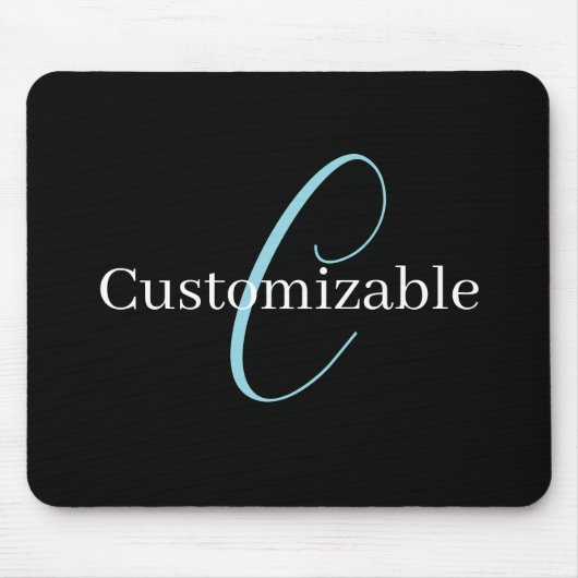 Editable Curry Script Monogram Black White Mousepad (Vorne)