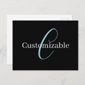 Editable Curry Script Monogram Black White Postkarte (Vorne/Hinten)