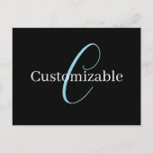 Editable Curry Script Monogram Black White Postkarte (Vorderseite)