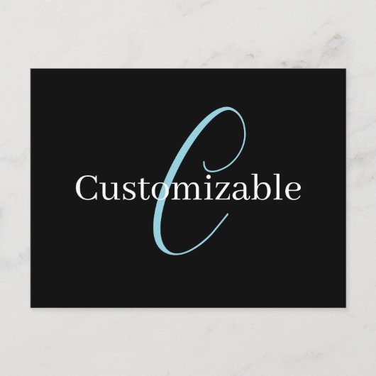 Editable Curry Script Monogram Black White Postkarte (Vorderseite)