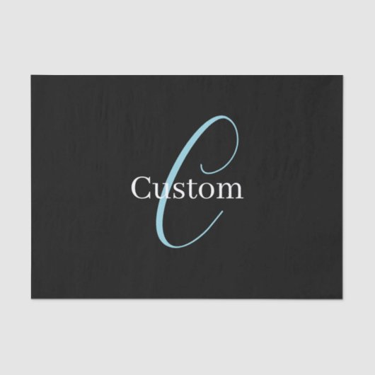 Editable Curry Script Monogram Black White Seidenpapier (Vorderseite)