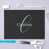 Editable Curry Script Monogram Black White Seidenpapier (Handwerk)