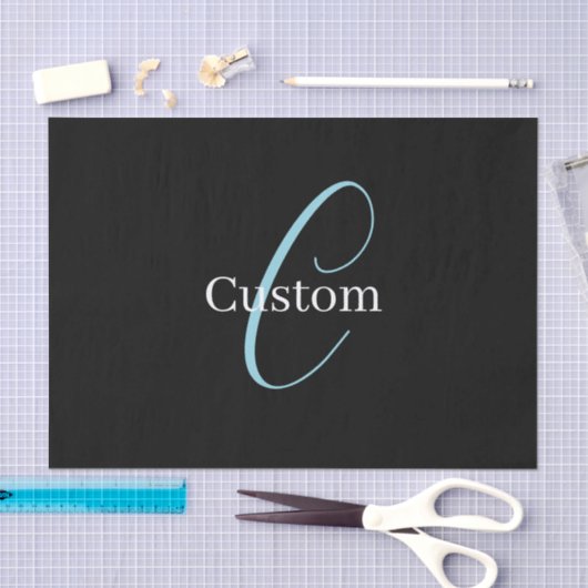 Editable Curry Script Monogram Black White Seidenpapier (Handwerk)