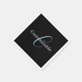 Editable Curry Script Monogram Black White Serviette (Ecke)