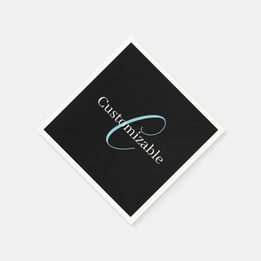 Editable Curry Script Monogram Black White Serviette (Ecke)