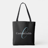 Editable Curry Script Monogram Black White Tasche (Rückseite)
