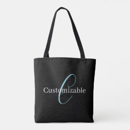 Editable Curry Script Monogram Black White Tasche