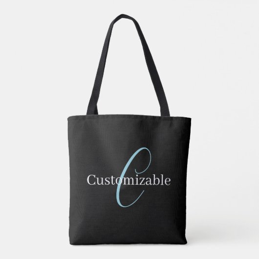 Editable Curry Script Monogram Black White Tasche (Rückseite)