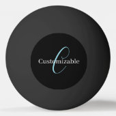 Editable Curry Script Monogram Black White Tischtennisball (Vorderseite)