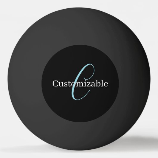 Editable Curry Script Monogram Black White Tischtennisball (Rückseite)