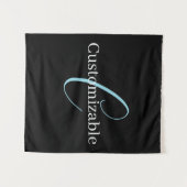 Editable Curry Script Monogram Black White Wandteppich (Vorderseite (Horizontal))