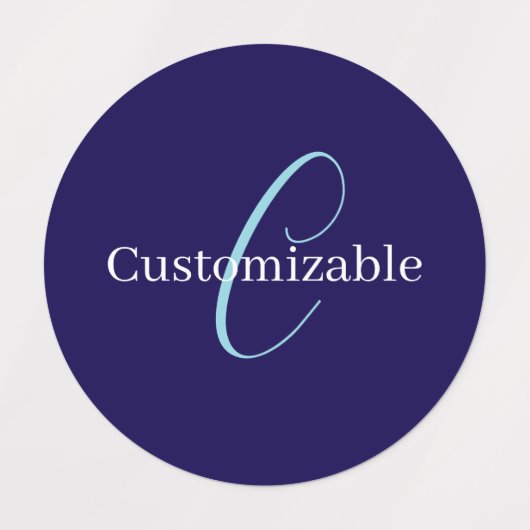 Editable Cursive Script Monogram Purplish Blue Etiketten (Design 2)