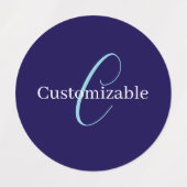 Editable Cursive Script Monogram Purplish Blue Etiketten (Design 1)