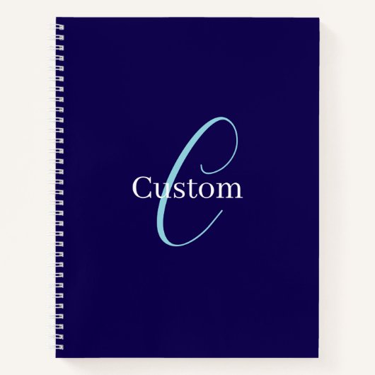 Editable Cursive Script Monogram Purplish Blue Notizblock (Vorderseite)