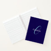 Editable Cursive Script Monogram Purplish Blue Notizblock (Innenseite)
