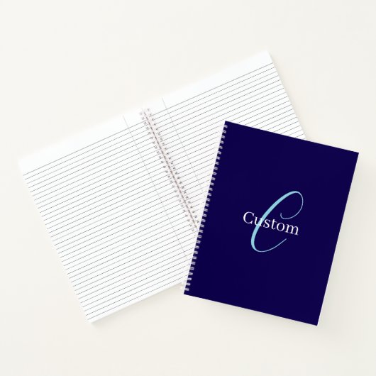 Editable Cursive Script Monogram Purplish Blue Notizblock (Innenseite)