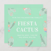 Editable Custom Fiesta Cactus succulent Einladung (Vorne/Hinten)
