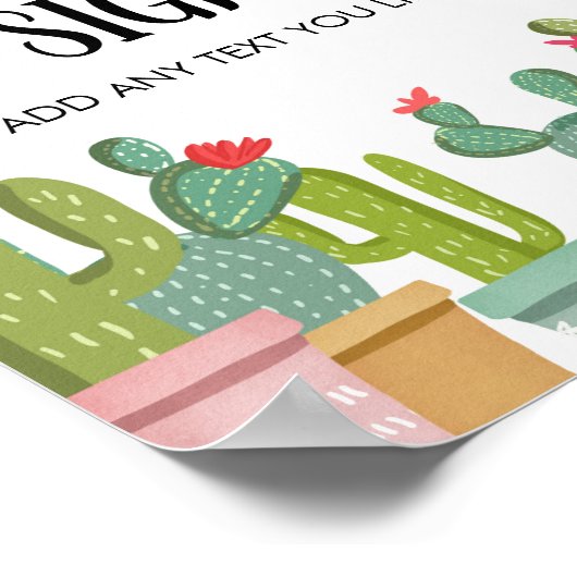 Editable Custom Fiesta Cactus Succulent Table Sign Poster (Ecke)