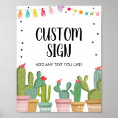 Editable Custom Fiesta Cactus Succulent Table Sign Poster (Vorne)