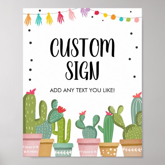Editable Custom Fiesta Cactus Succulent Table Sign Poster (Vorne)