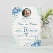 Editable Cute Baby Boy Baptism Einladung (Stehend Vorderseite)