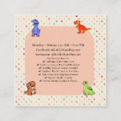 Editable Cute Rainbow Dino Preschool Card Design Quadratische Visitenkarte (Rückseite)