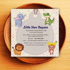 Editable Cute Safari Animals Nursery Card Design  Quadratische Visitenkarte