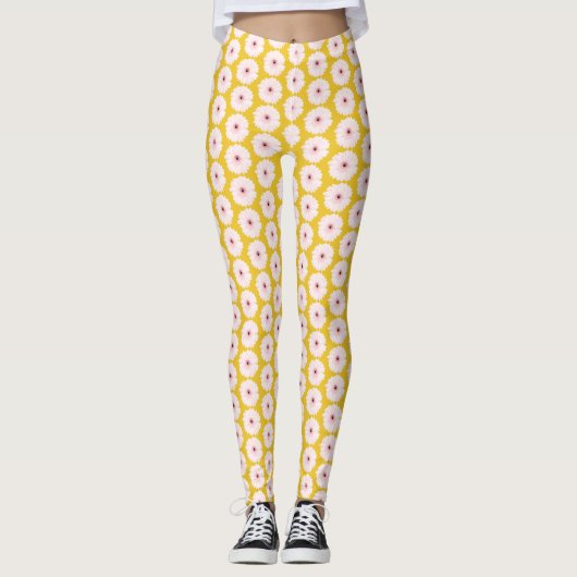 Editable Daisy Pattern on Golden Athletic Leggings (Vorderseite)
