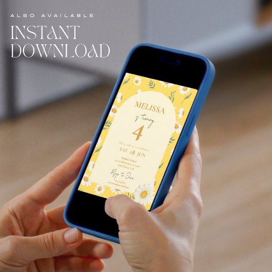 Editable Daisy Summer Birthday Einladung