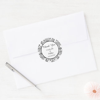 Editable Damask Save the Date Vintage Floral Runder Aufkleber