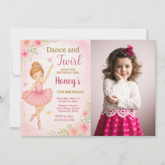 Editable Dance Party Template für Girls mit Foto Einladung