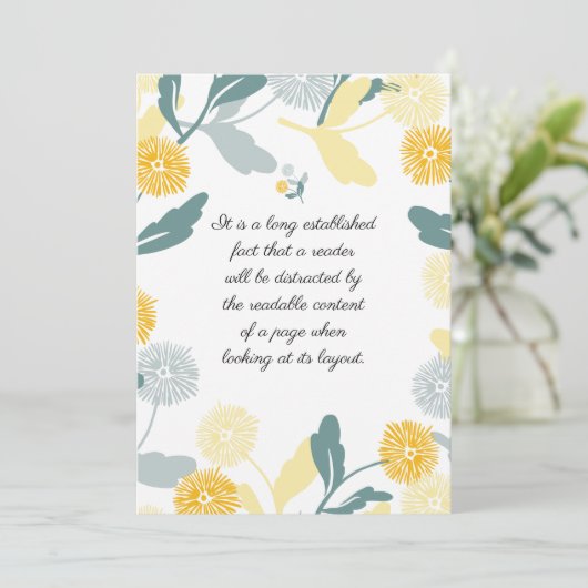 Editable Dandelion Blumenkunst danke Karte (Stehend Vorderseite)