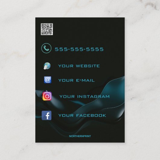 Editable Dark Blue Waves Juwelierkarten Visitenkarte (Rückseite)